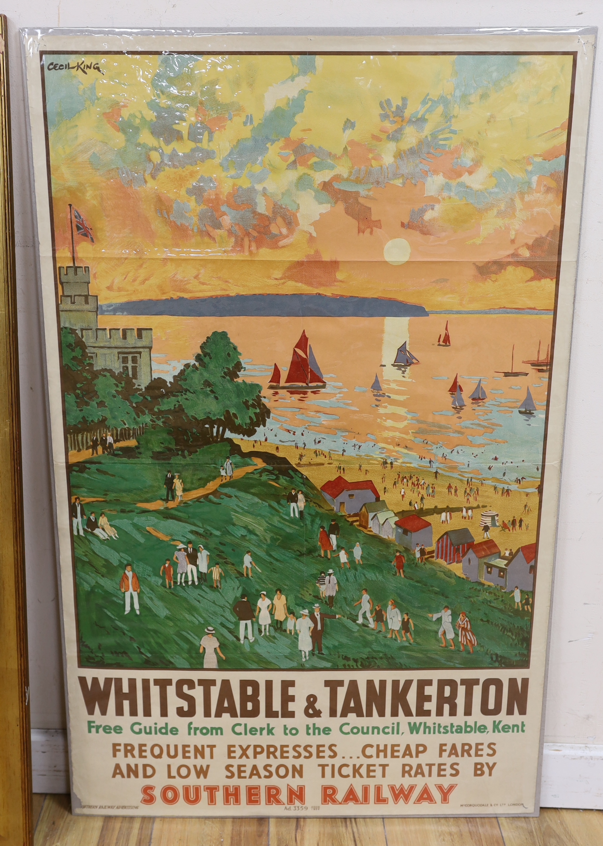 Cecil George Charles King (1881-1942), lithographic poster for Southern Railways, 'Whitstable & Tankerton ... frequent expresses ... cheap fares', 1936, 101.5 x 63.5cm, unframed